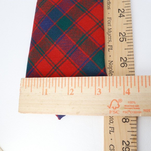 Ingles Buchan Tie Men Red Blue Green Plaid Wool Classic Scotland - Picture 12 of 12